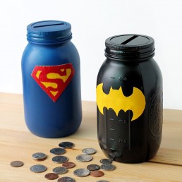 Mason Jar Superhero Bank